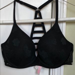 Cute Strappy Floral Lace PINK Bra